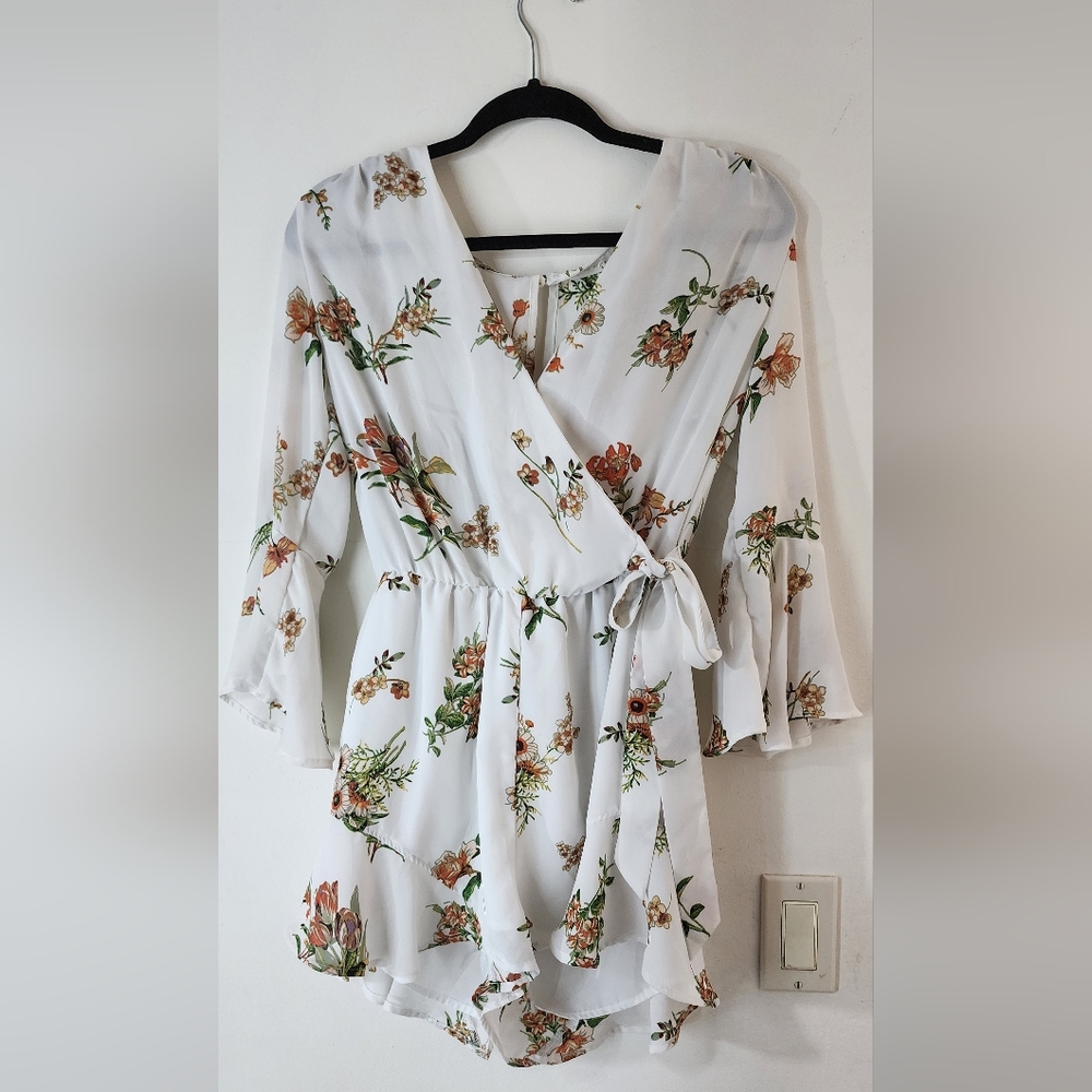 Cream floral romper